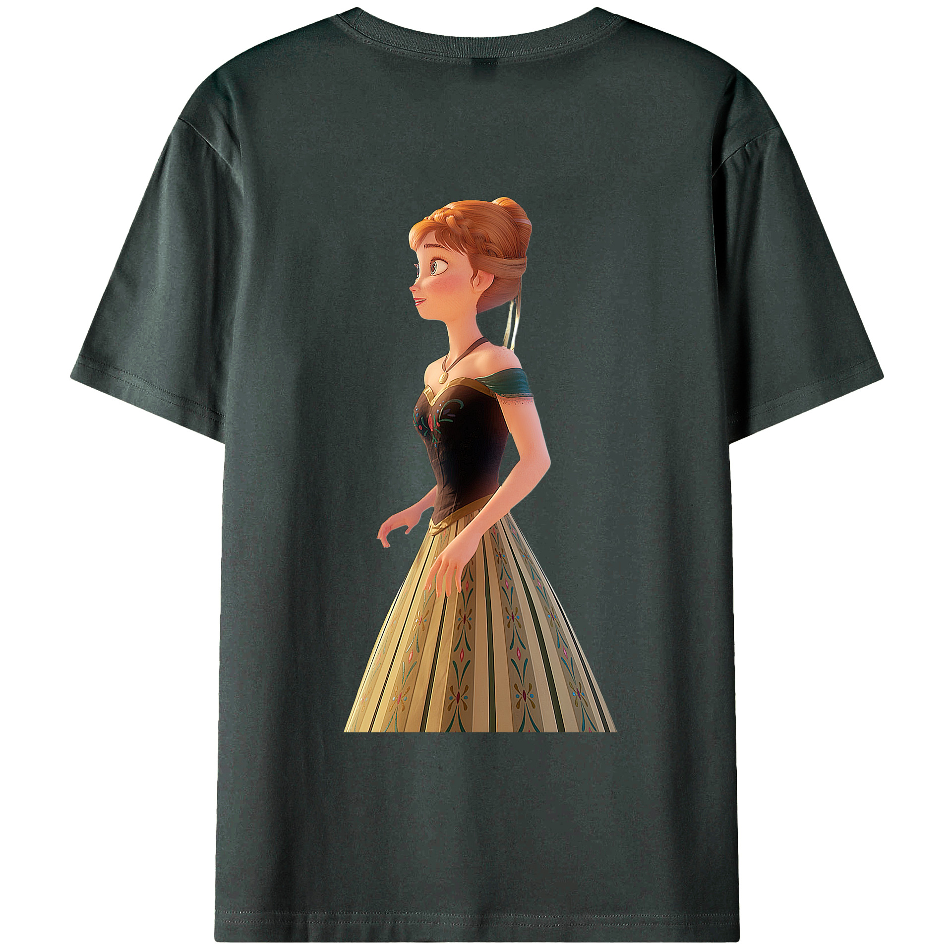 （画像用） アナと雪の女王 アンナ エルサ Frozen Anna Elsa 綿100％ メンズ半袖Tシャツ（バックプリント） 通気性